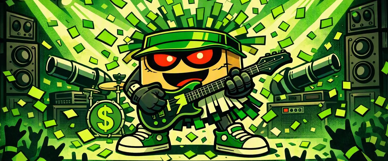 Shreddy rocking out on stage in front of a crowd