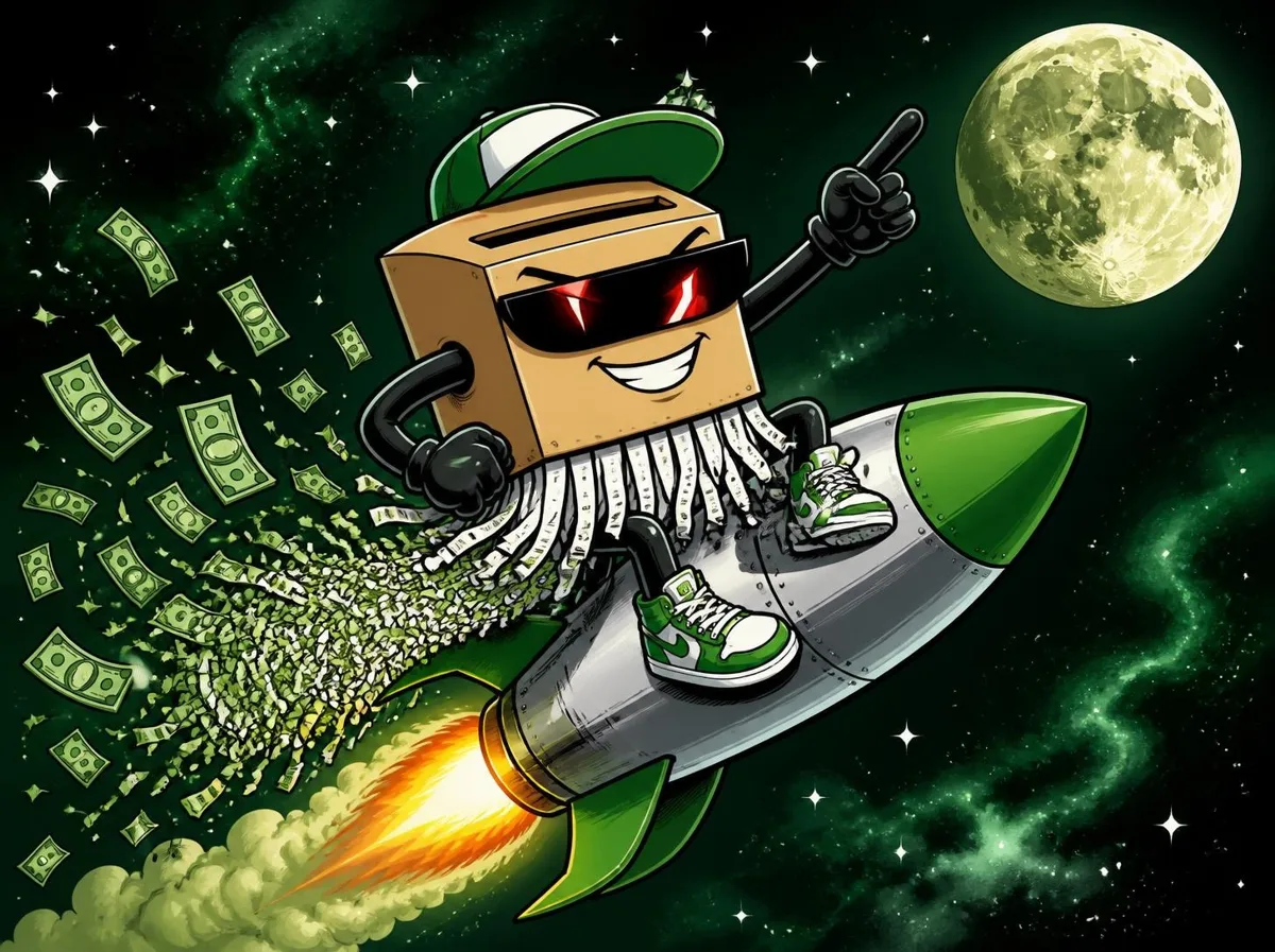 Shreddy riding a rocket to the moon