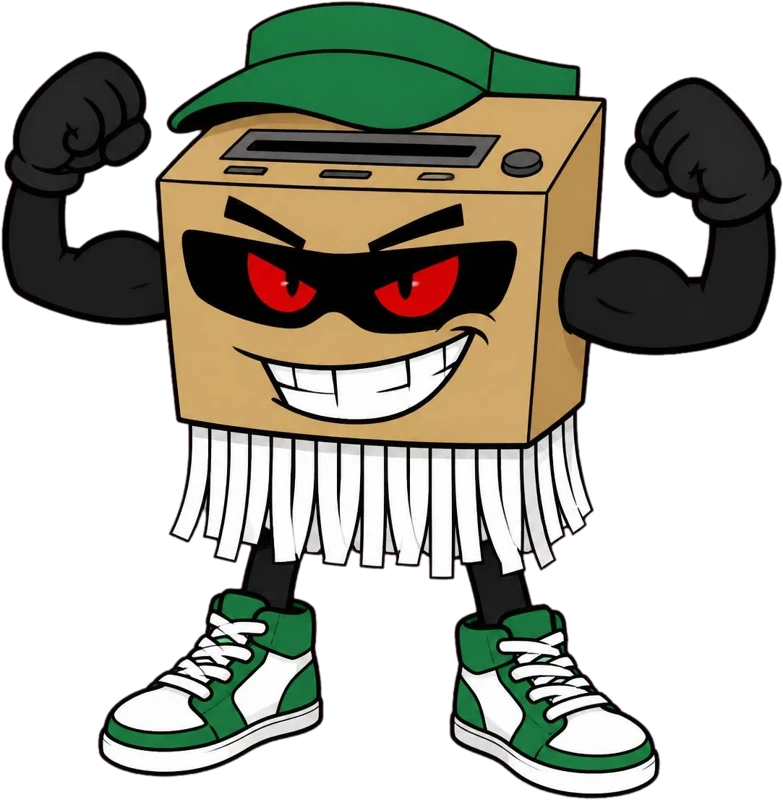 Shreddy the paper shredder flexing